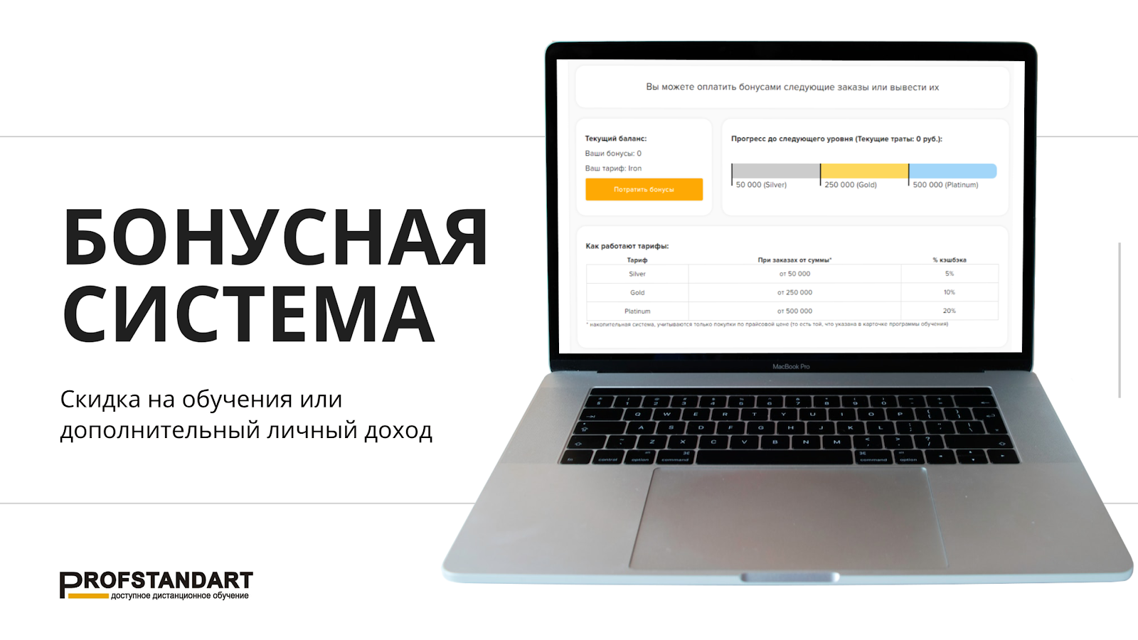 Бонусная программа «Профстандарт» в личном кабинете